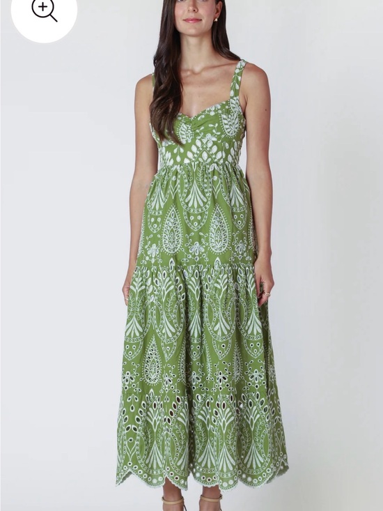 Black Tape_ Dresses & Skirts - Black tape tiered green embroidered maxi dress XL NWT